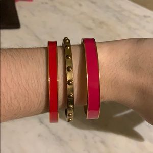 Kate Spade Bangle Bracelet Set of Three Pink & Red